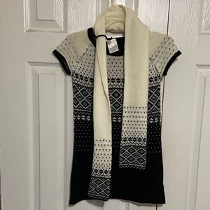 Chic Black and White Kids Turtleneck Dress